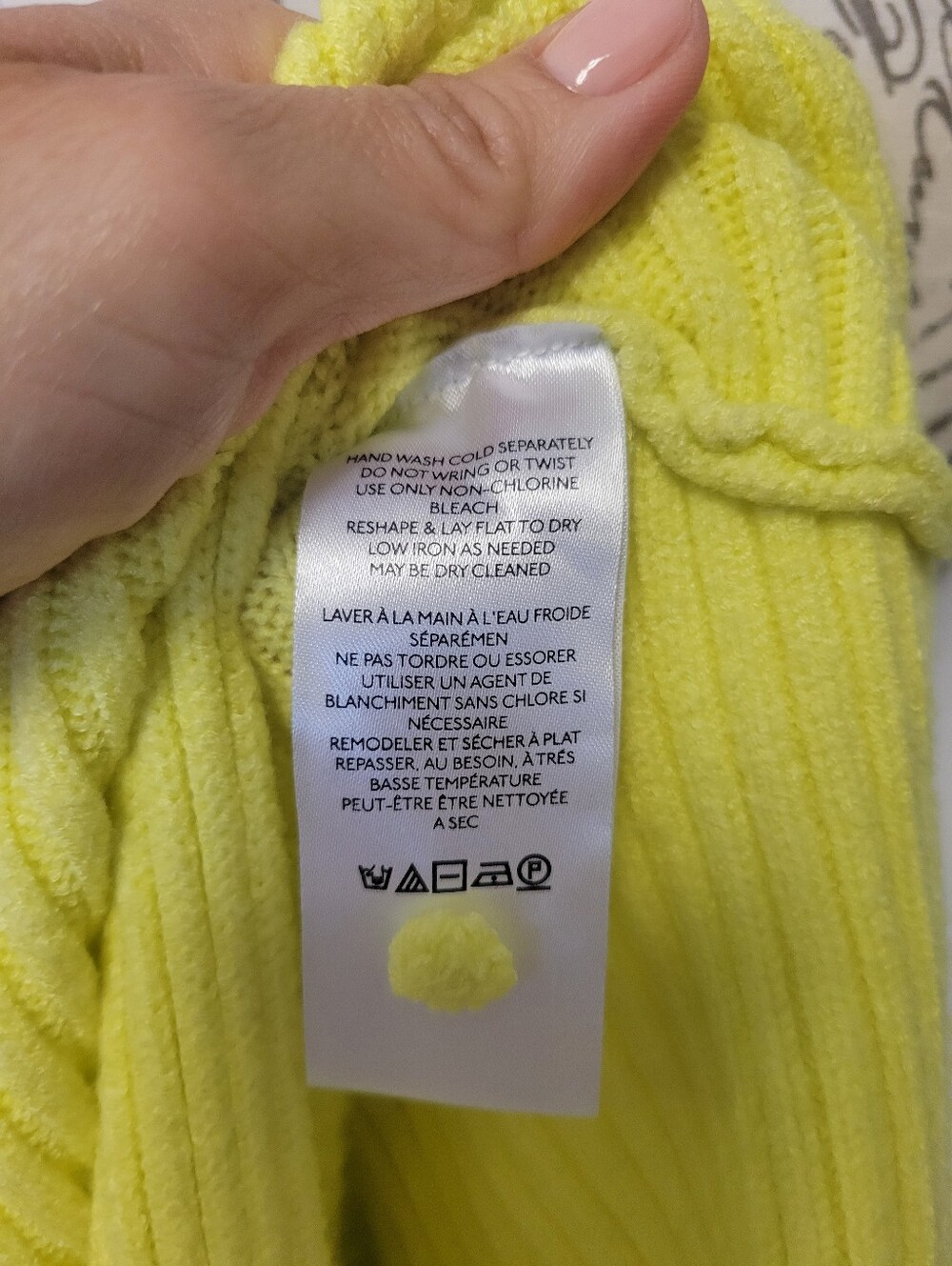 Anthropologie Mock Neck Dolman Sleeves Neon Yellow/Green Knit Sweater Medium - Picture 7 of 8